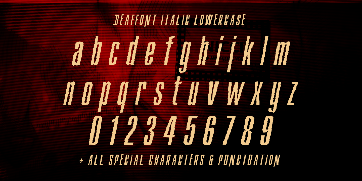 Пример шрифта Deaffont Italic